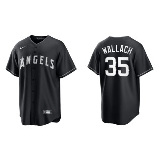 Men's Los Angeles Angels Chad Wallach Black White Replica Official Jersey