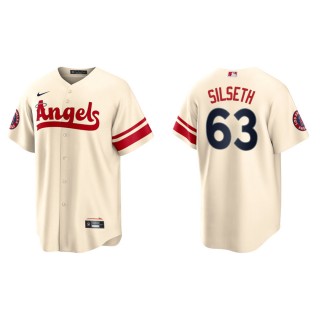 Men's Los Angeles Angels Chase Silseth Cream 2022 City Connect Replica Jersey