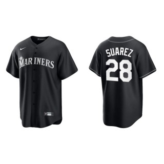 Men's Mariners Eugenio Suarez Black White Replica Official Jersey