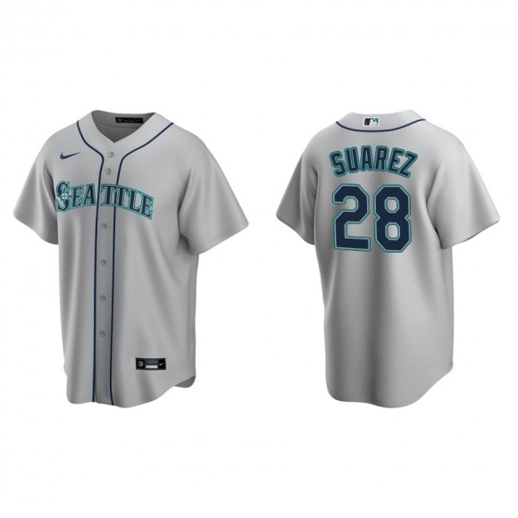 Men's Mariners Eugenio Suarez Gray Replica Road Jersey