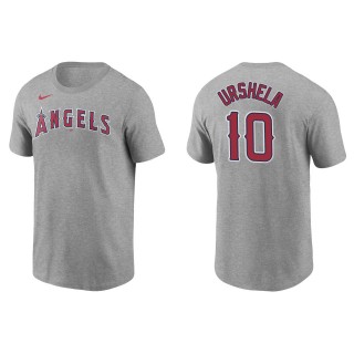 Men's Los Angeles Angels Gio Urshela Gray Name & Number T-Shirt