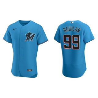 Men's Marlins Jesus Aguilar Blue Authentic Alternate Jersey