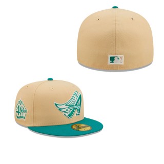 Men's Los Angeles Angels Natural Teal Mango Forest 59FIFTY fitted hat