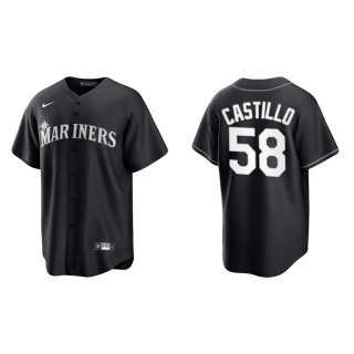 Men's Seattle Mariners Luis Castillo Black White Replica Official Jersey