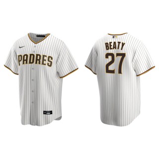 Men's Padres Matt Beaty White Brown Replica Home Jersey