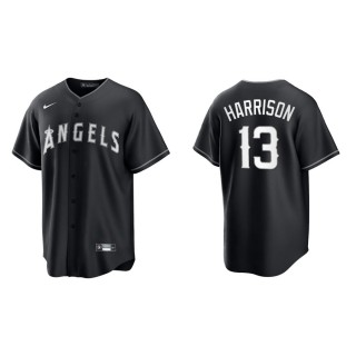 Men's Los Angeles Angels Monte Harrison Black White Replica Official Jersey