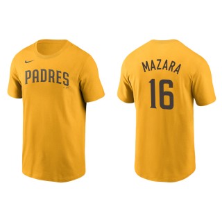 Men's San Diego Padres Nomar Mazara Gold Name & Number T-Shirt