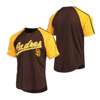 Men's San Diego Padres Brown Button-Down Raglan Replica Jersey