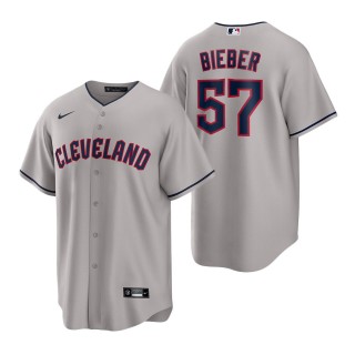 Men's Guardians Shane Bieber Gray Replica Road Jersey