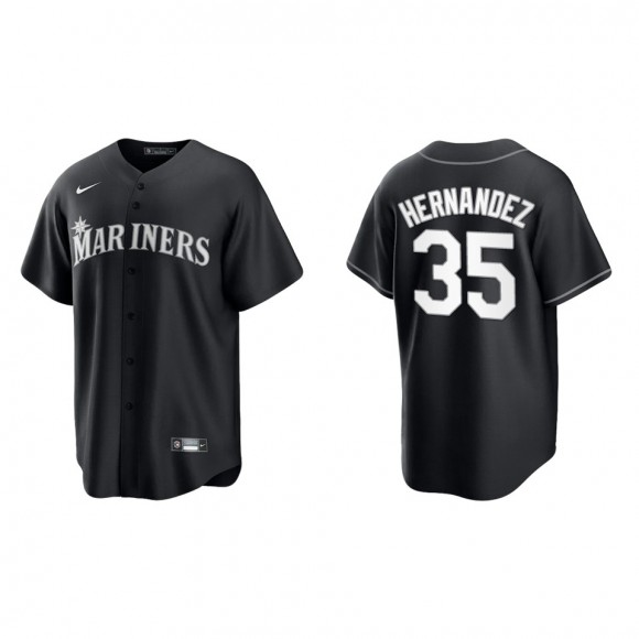 Men's Seattle Mariners Teoscar Hernandez Black White Replica Official Jersey