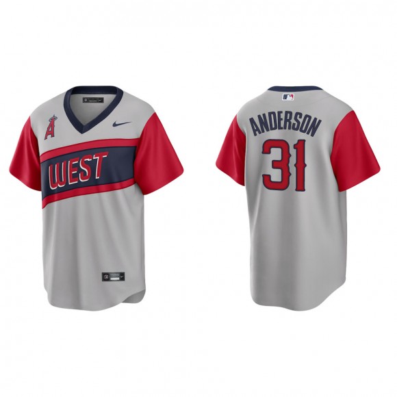 Men's Los Angeles Angels Tyler Anderson Gray Little League Classic Replica Jersey