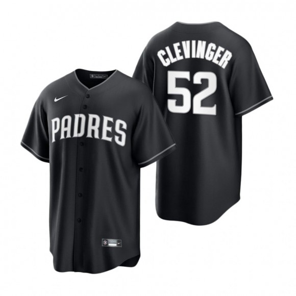 Mike Clevinger Padres Nike Black White 2021 All Black Fashion Replica Jersey