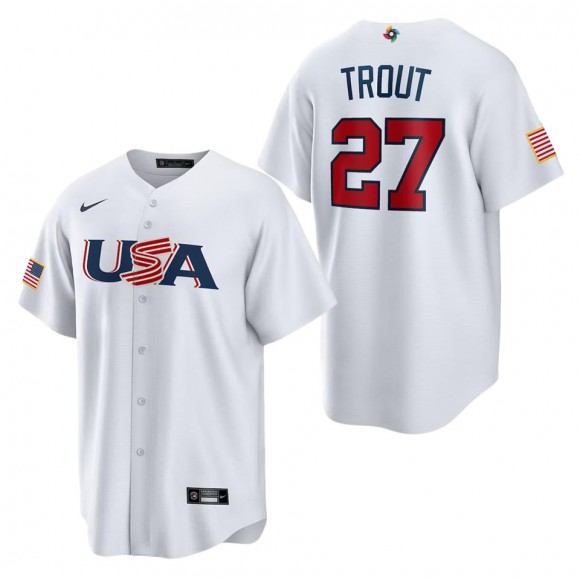 Mike Trout Men's USA Baseball White 2023 World Baseball Classic Replica Jersey