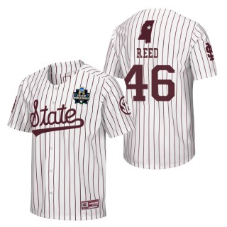 Mississippi State Austin Reed White 2021 College World Series Champions Pinstripe Baseball Jersey