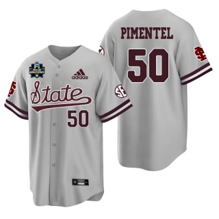 Mississippi State Brandon Pimentel Gray 2021 College World Series Champions College Baseball Jersey