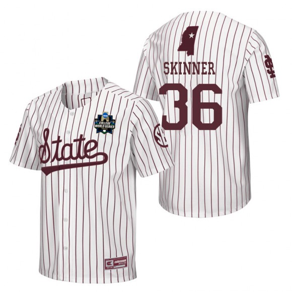 Mississippi State Brayland Skinner White 2021 College World Series Champions Pinstripe Baseball Jersey