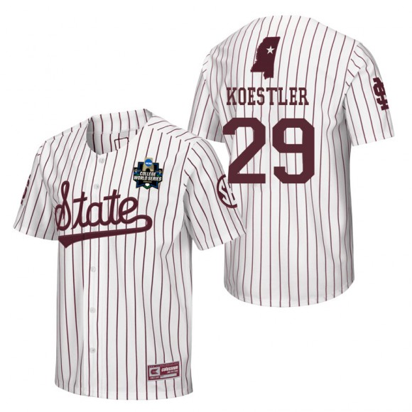 Mississippi State Carlisle Koestler White 2021 College World Series Champions Pinstripe Baseball Jersey