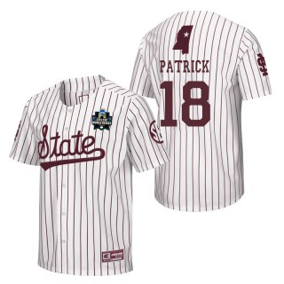 Mississippi State Chase Patrick White 2021 College World Series Champions Pinstripe Baseball Jersey