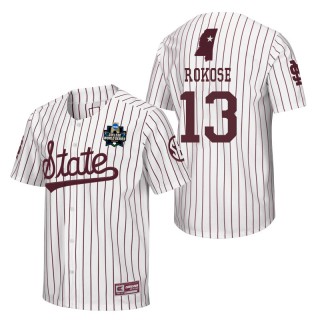 Mississippi State Davis Rokose White 2021 College World Series Champions Pinstripe Baseball Jersey