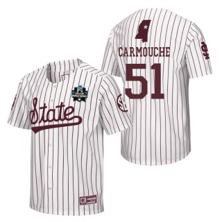 Mississippi State Dylan Carmouche White 2021 College World Series Champions Pinstripe Baseball Jersey