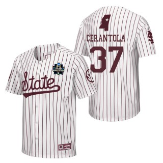 Mississippi State Eric Cerantola White 2021 College World Series Champions Pinstripe Baseball Jersey