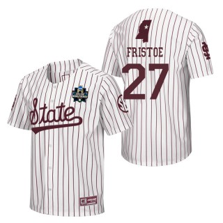 Mississippi State Jackson Fristoe White 2021 College World Series Champions Pinstripe Baseball Jersey