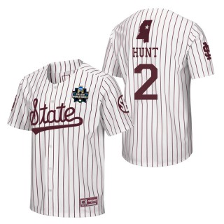 Mississippi State KC Hunt White 2021 College World Series Champions Pinstripe Baseball Jersey