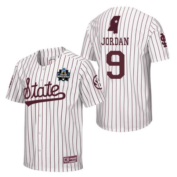 Mississippi State Landon Jordan White 2021 College World Series Champions Pinstripe Baseball Jersey