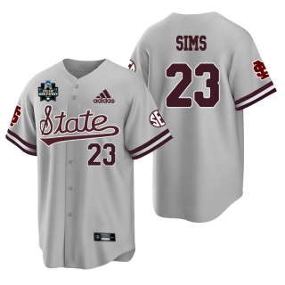 Mississippi State Landon Sims Gray 2021 College World Series Champions College Baseball Jersey