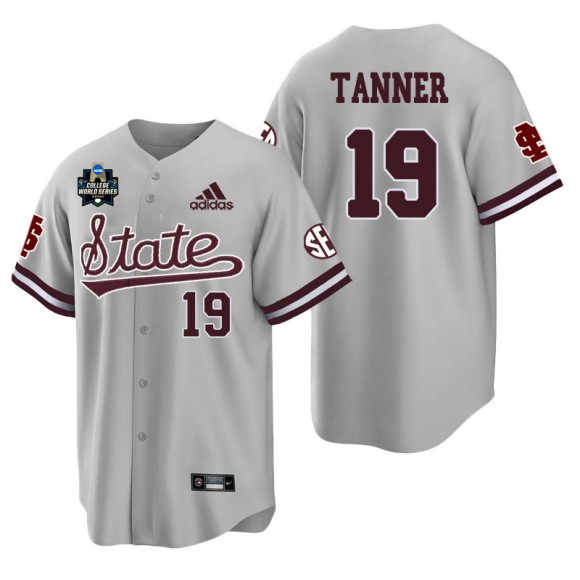 Mississippi State Logan Tanner Gray 2021 College World Series Champions College Baseball Jersey