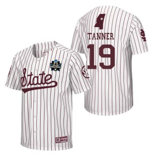 Mississippi State Logan Tanner White 2021 College World Series Champions Pinstripe Baseball Jersey