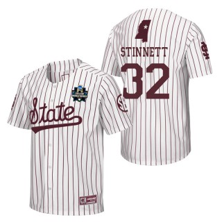 Mississippi State Parker Stinnett White 2021 College World Series Champions Pinstripe Baseball Jersey