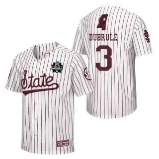 Mississippi State Scotty Dubrule White 2021 College World Series Champions Pinstripe Baseball Jersey