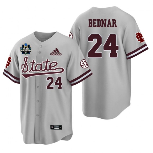 Mississippi State Will Bednar Gray 2021 College World Series Champions College Baseball Jersey