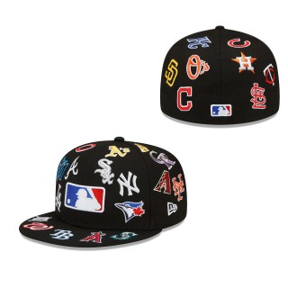 MLB Black Allover Team Logo 59FIFTY Fitted Hat