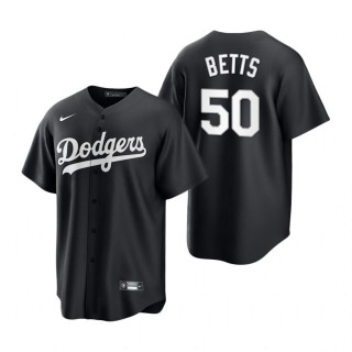 Mookie Betts Dodgers Nike Black White 2021 All Black Fashion Replica Jersey