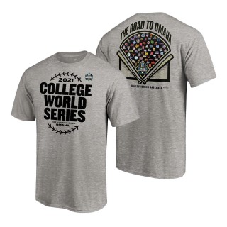 2021 NCAA Men's College World Series 64-Team T-Shirt Heathered Gray