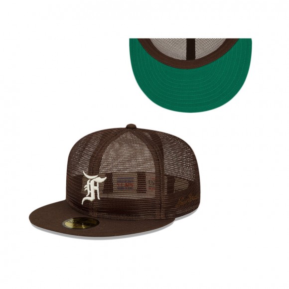 Men's New Era x Fear of God Brown Mesh 59FIFTY Fitted Hat