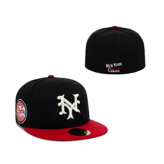 NLB New York Cubans Rings & Crwns Black Red Team Fitted Hat