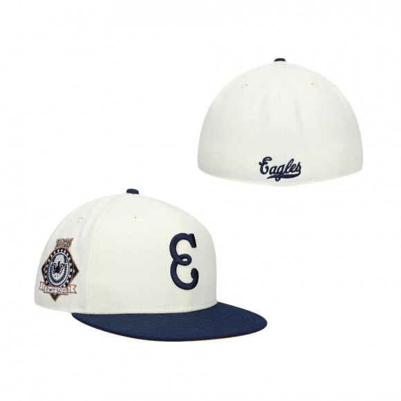 NLB Newark Eagles Rings & Crwns Cream Navy Team Fitted Hat