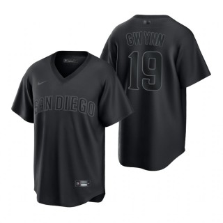 San Diego Padres Tony Gwynn Black Pitch Black Fashion Replica Jersey