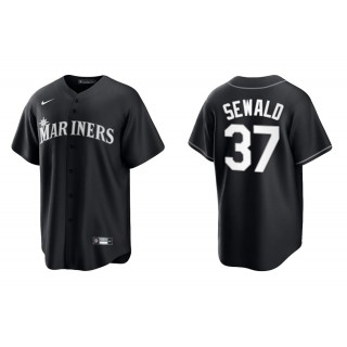 Men's Seattle Mariners Paul Sewald Black White Replica Official Jersey