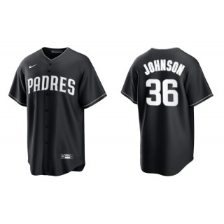 Men's San Diego Padres Pierce Johnson Black White Replica Official Jersey