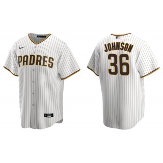 Men's San Diego Padres Pierce Johnson White Brown Replica Home Jersey