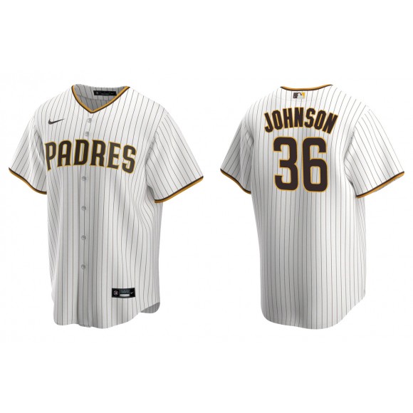 Men's San Diego Padres Pierce Johnson White Brown Replica Home Jersey