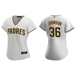 Women's San Diego Padres Pierce Johnson White Brown Replica Jersey