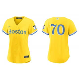 Women's Boston Red Sox Ryan Brasier Gold Light Blue City Connect Replica Jersey