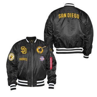 Men's San Diego Padres Alpha Industries Black Reversible Full-Zip Bomber Jacket