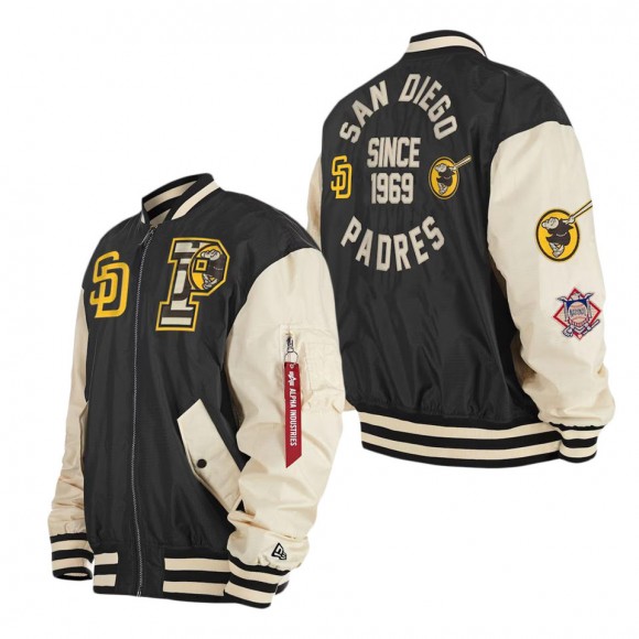 Men's San Diego Padres x Alpha Industries Black Team Reversible Full-Zip Bomber Jacket