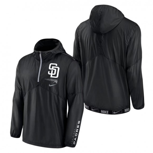 San Diego Padres Black Authentic Night Game Half-Zip Windbreaker